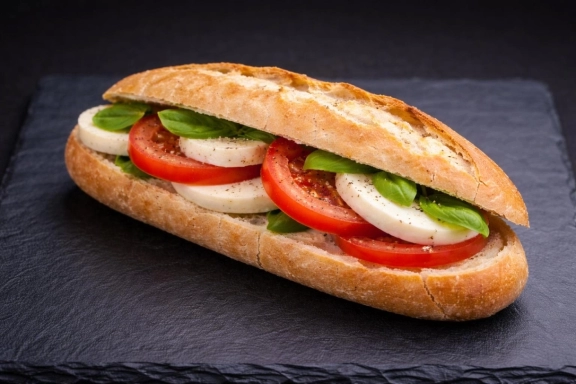 Mozzarellás, paradicsomos mini bagett friss bazsalikommal