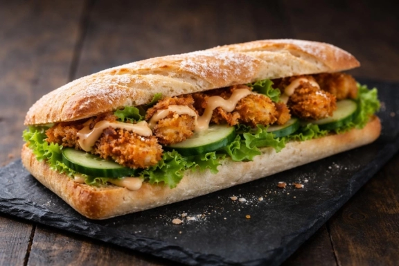 Pankómorzsás csirkés ciabatta chilis majonézzel