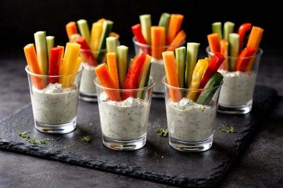 Sajtkrémes mártogatós zöldséghasábokkal
